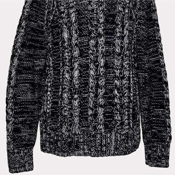 Gap Cable Knit Sweater Marled Black White L am - Picture 4 of 6